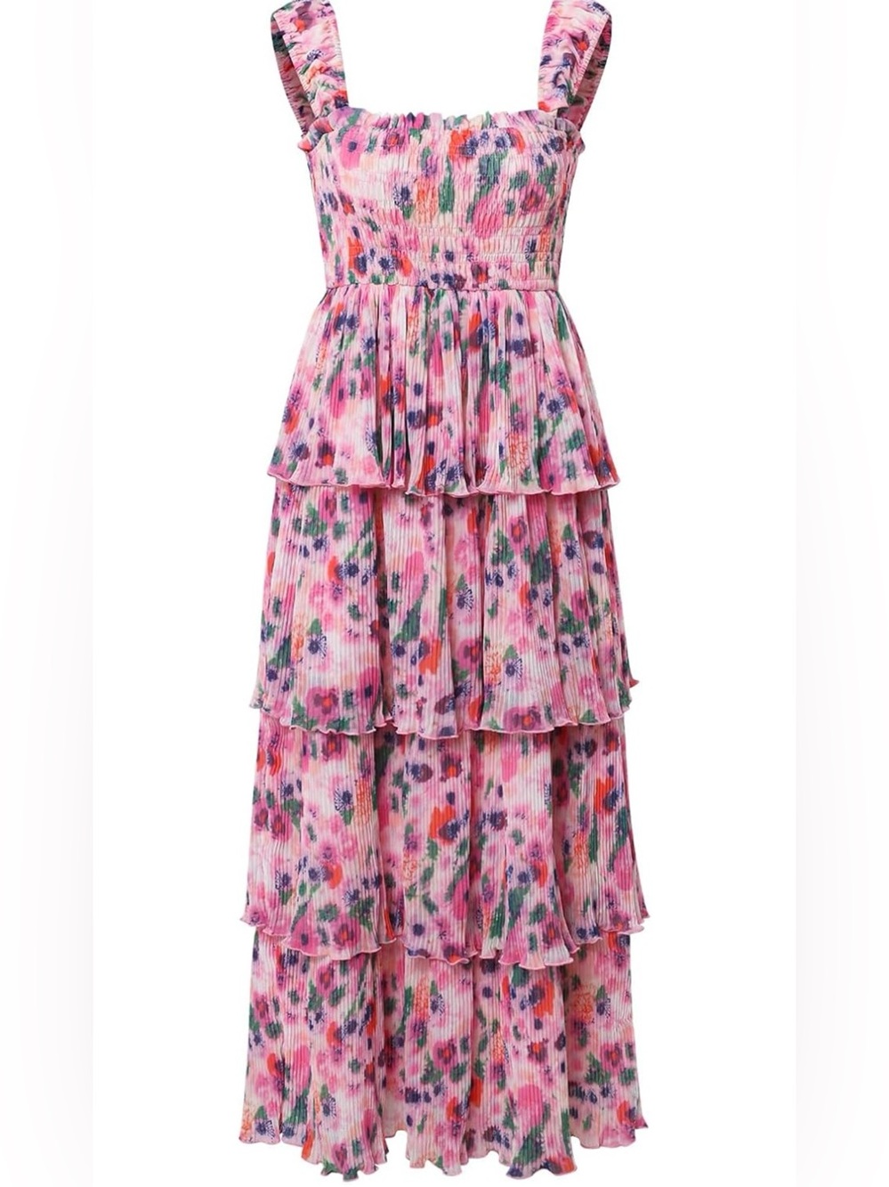 NWT Pink Tiered Floral Maxi Dress - Size L